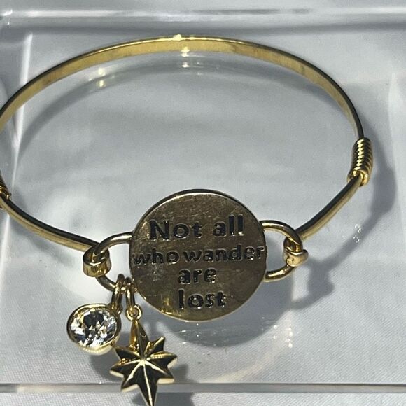 J.R.R. Tolkien Quote Bracelet with North Star charm and CZ - Picture 3 of 7
